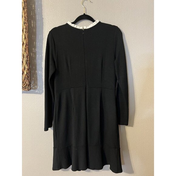 LOFT Dress 8P Long Sleeve Black Cream Collar Stretch Career Church Washable - Picture 12 of 12